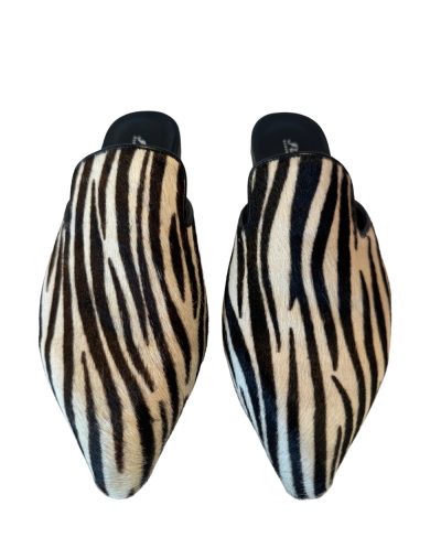 Zebra Pony Leather Mules