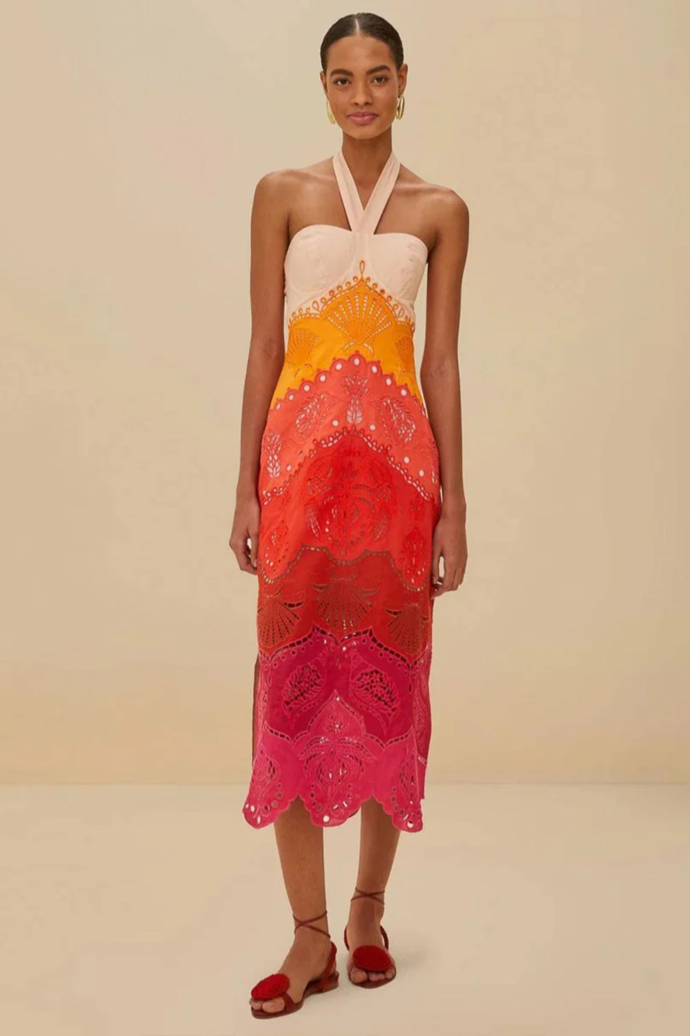 Summer Gradient Richelieu Ombre Midi Dress