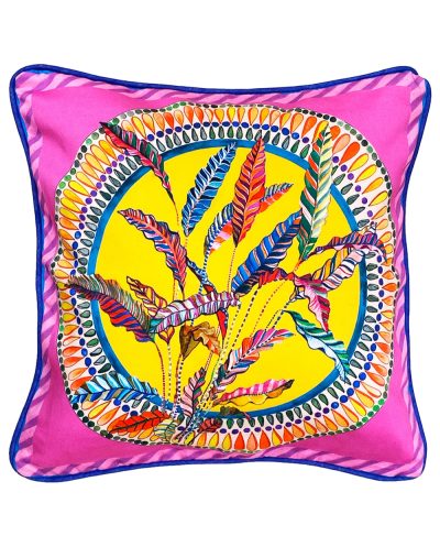 Neon Floral Cotton Sateen Cushion