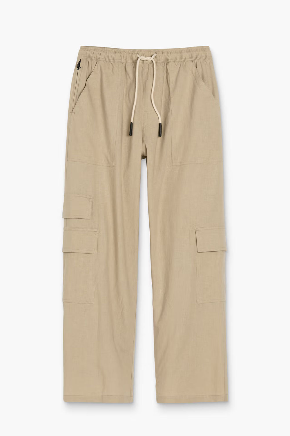 Beige Cargo Linen Pants
