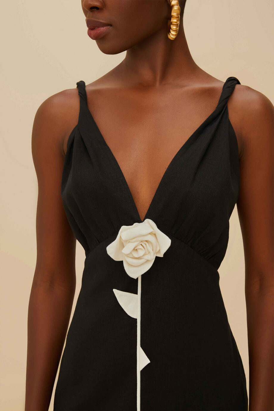 Black And White Rose Pipping Mini Dress - Image 2