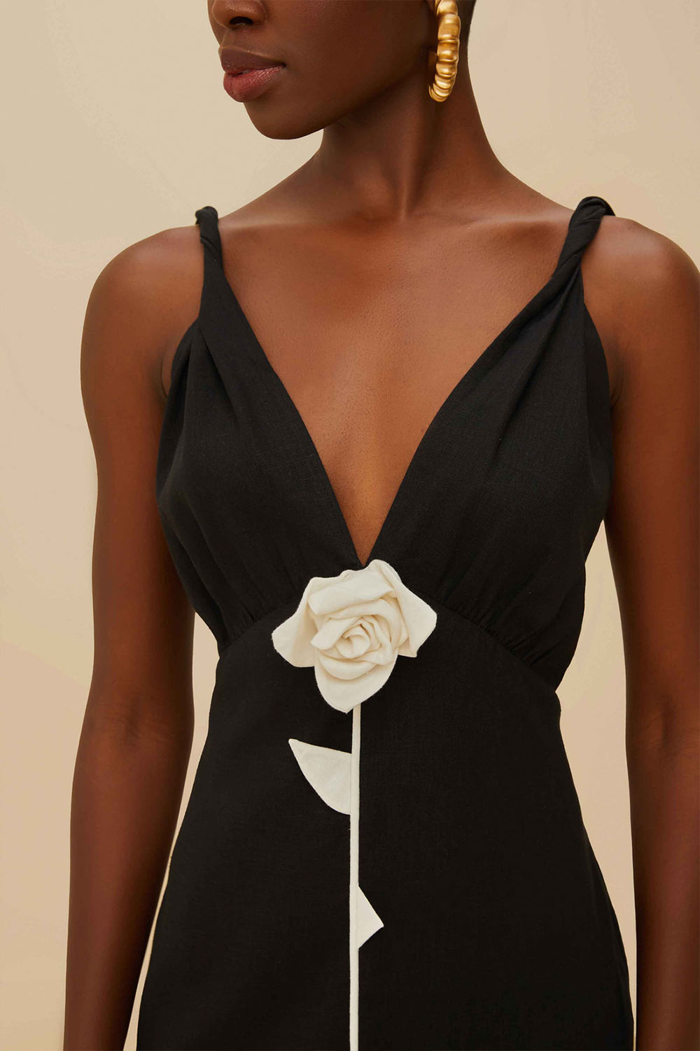 Black And White Rose Pipping Mini Dress - Image 2