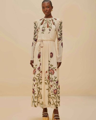 Romantic Nature Multicolor Long Sleeve Maxi Dress