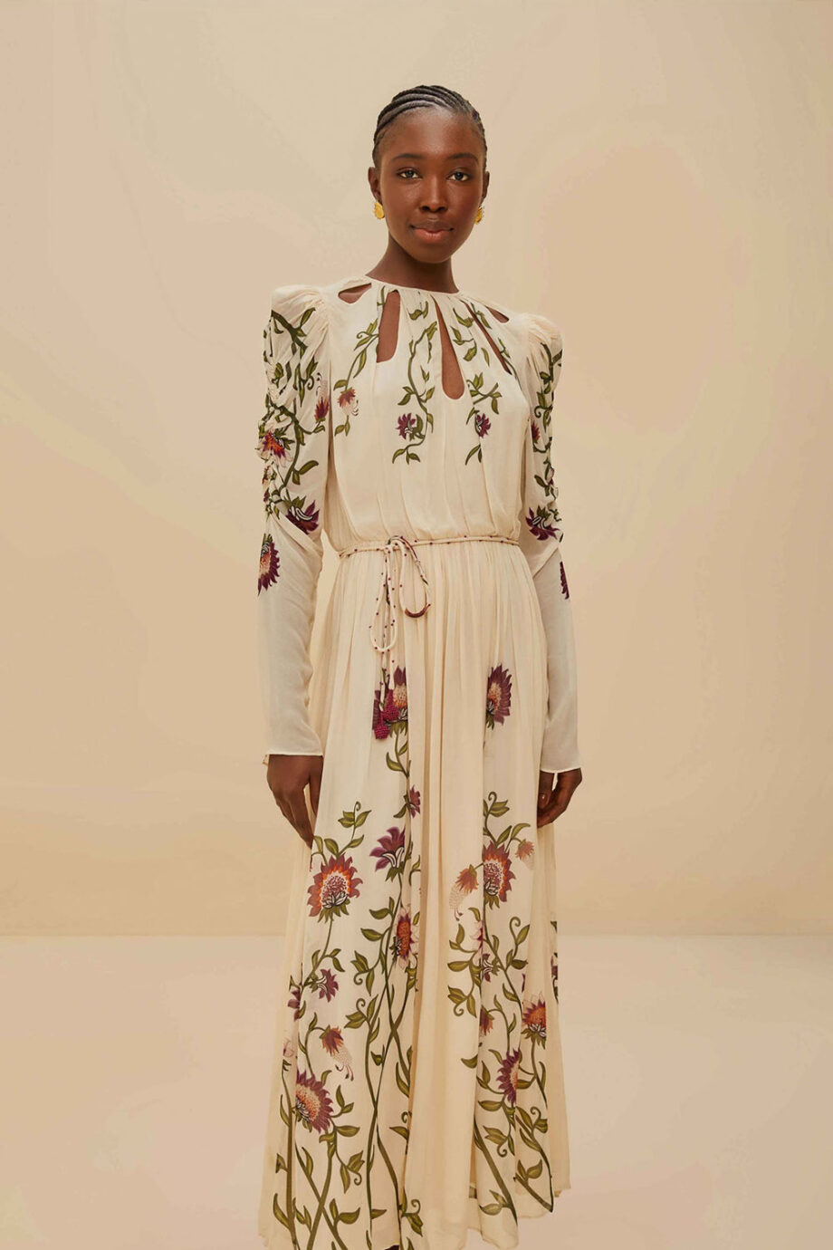 Romantic Nature Multicolor Long Sleeve Maxi Dress - Image 4