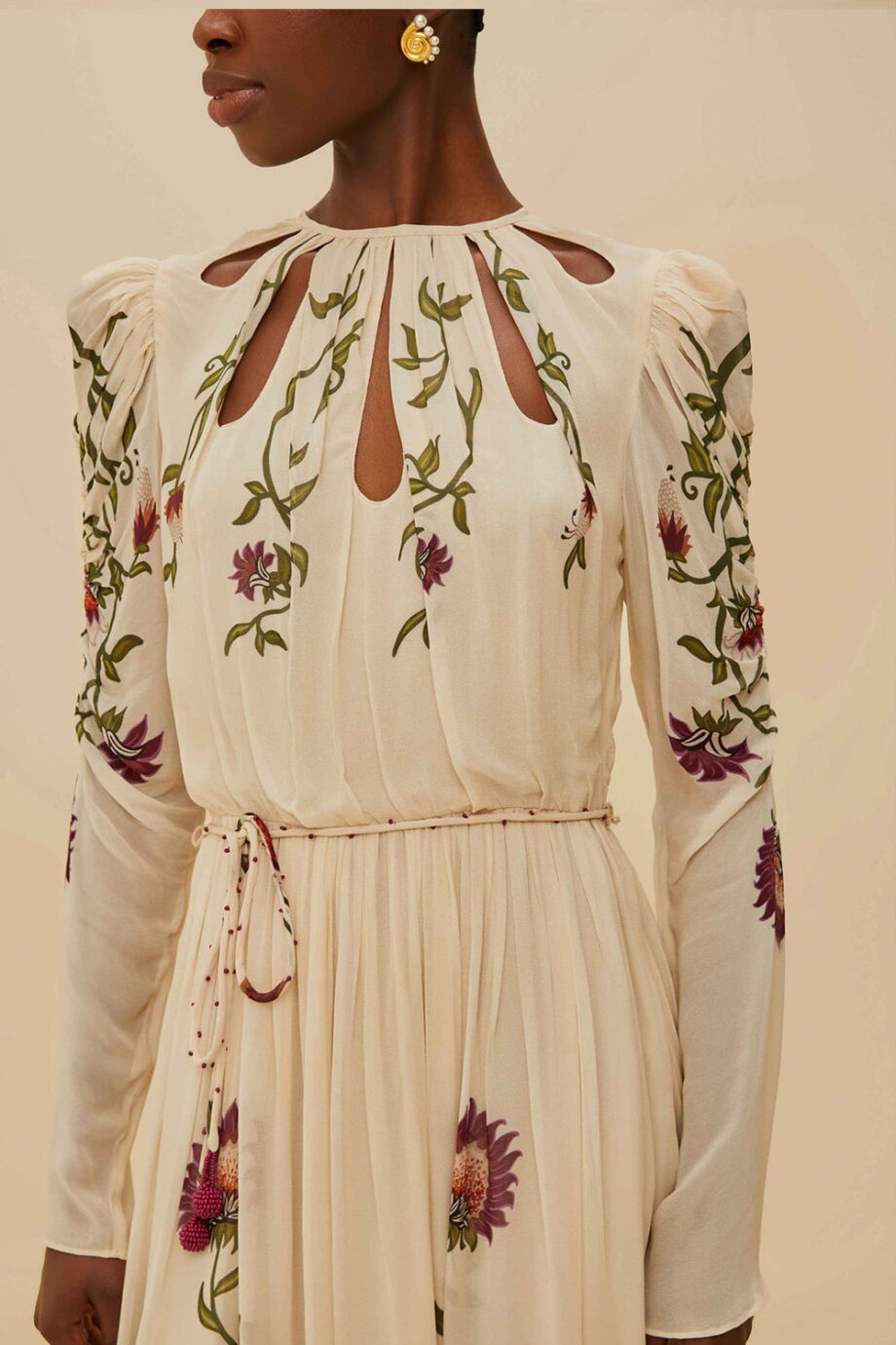 Romantic Nature Multicolor Long Sleeve Maxi Dress - Image 3