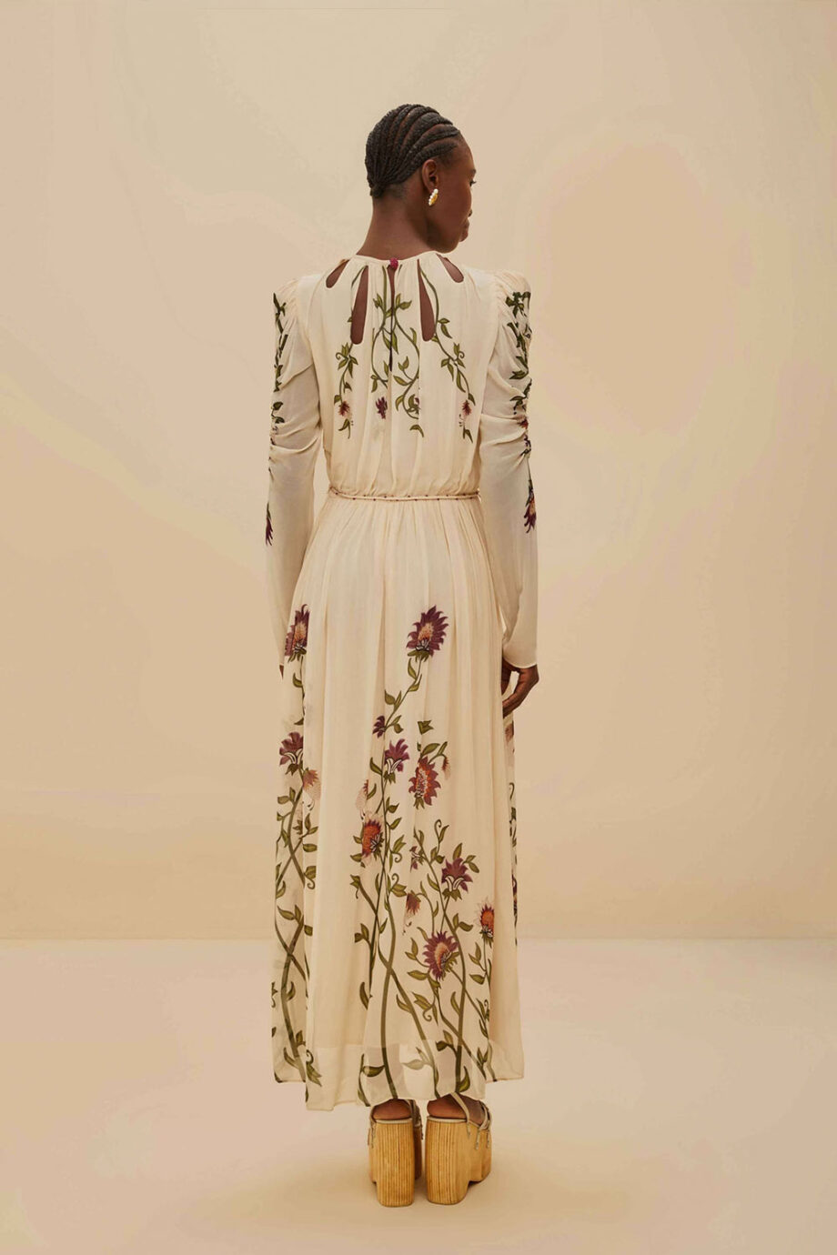 Romantic Nature Multicolor Long Sleeve Maxi Dress - Image 2