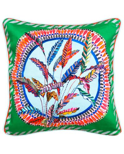 Green Floral Cotton Sateen Cushion