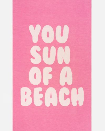 You Sun of a Beach Bubblegum Feather Beach Towel